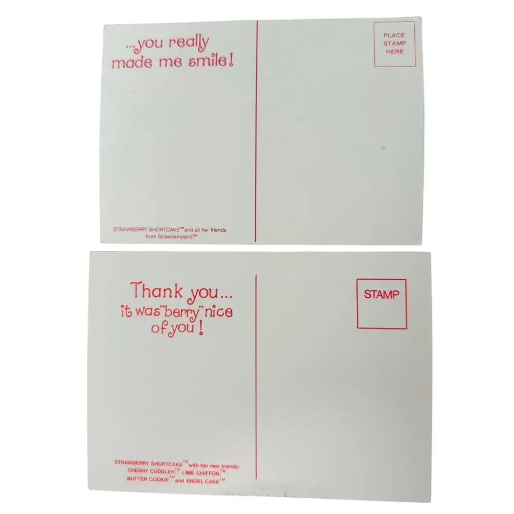 Vintage 1980s Strawberry Shortcake Thank You Postcards Set of 3 Unused